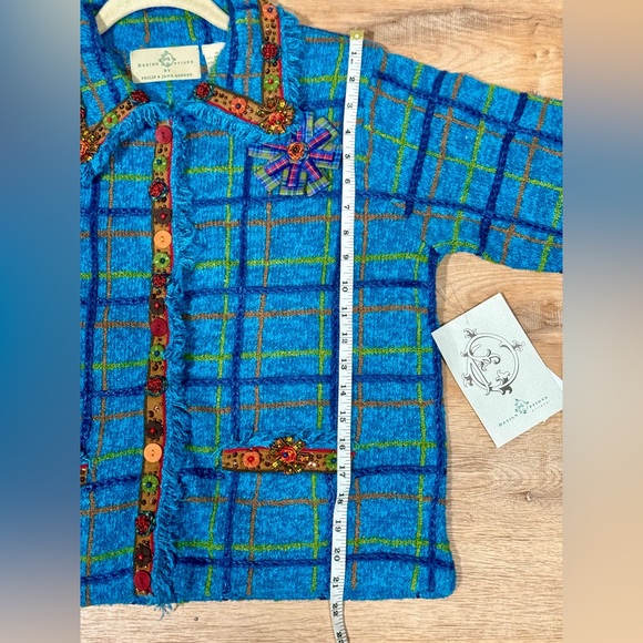 NEW Design Options by Philip and Jane Gordon Plaid Floral Button Cardigan Size M - Picture 9 of 11